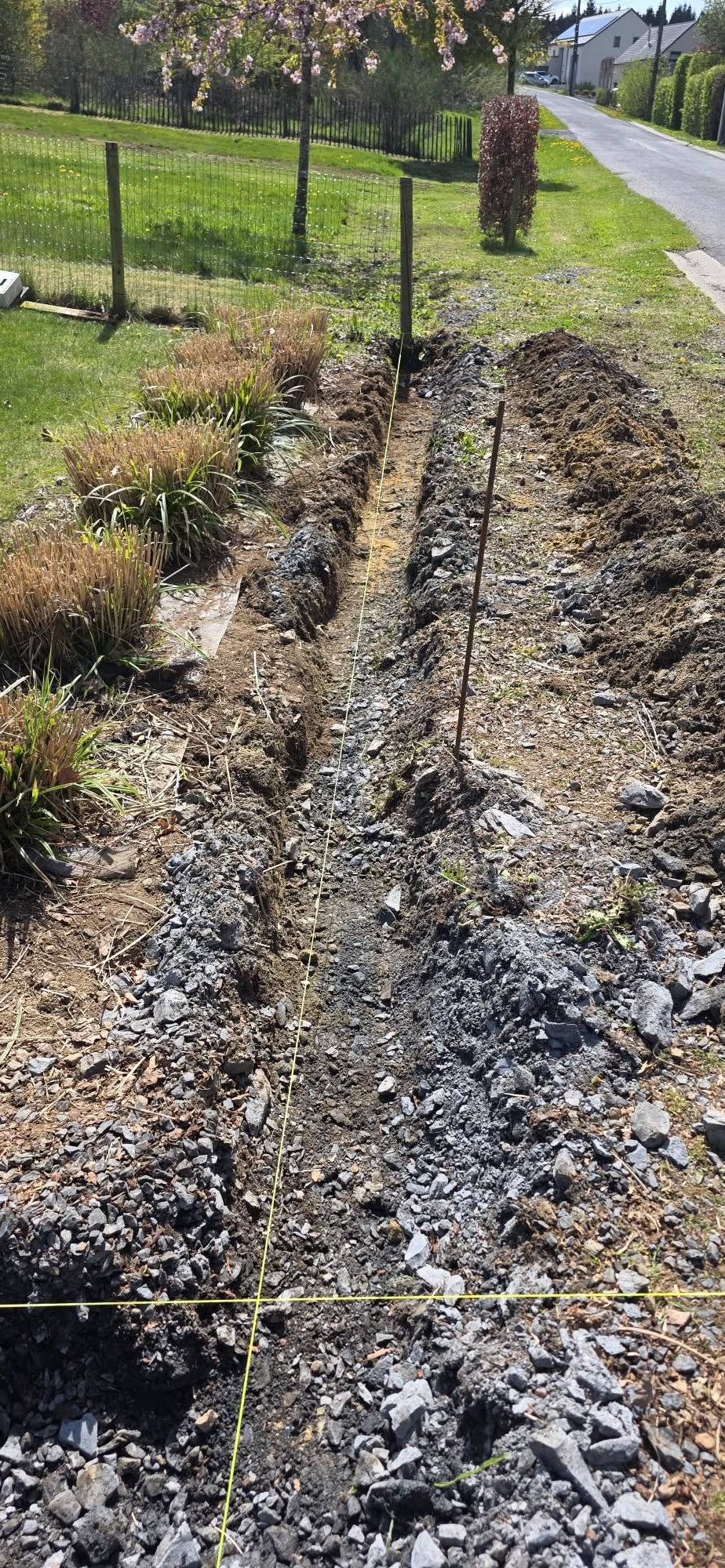 Tranchee de drainage avec graviers